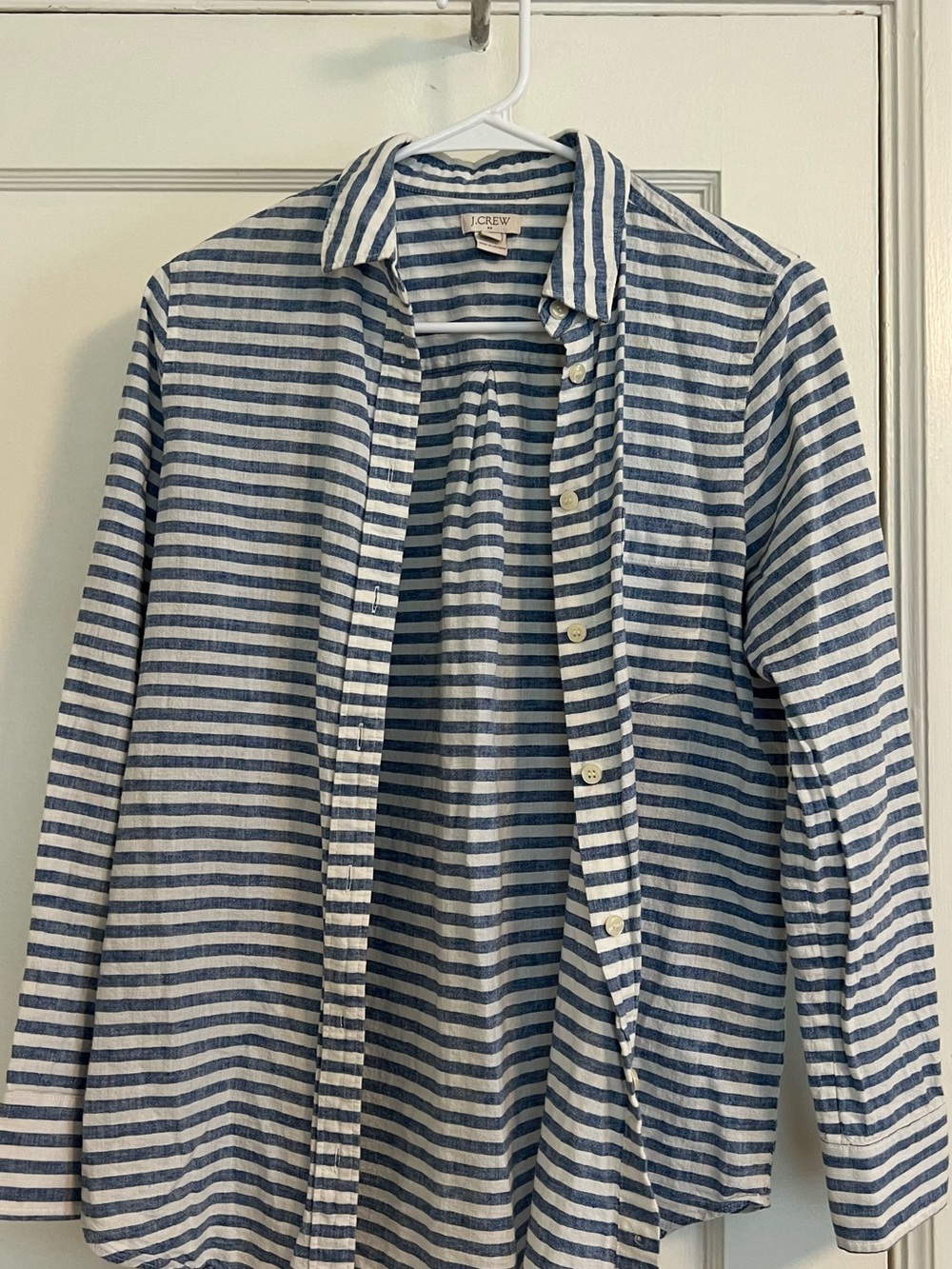 J. Crew Navy and White Striped Lightweight Shirt